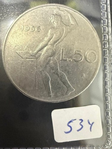 1956 italy lire coin - italy, 50