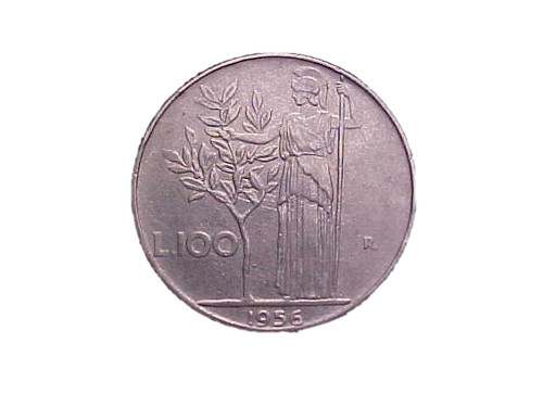 1956 italy 100 lire 96 - lire, km#