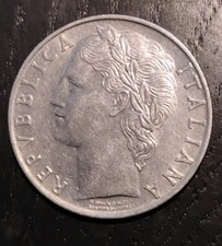 1956 Italy 100 Lire Coin, Very