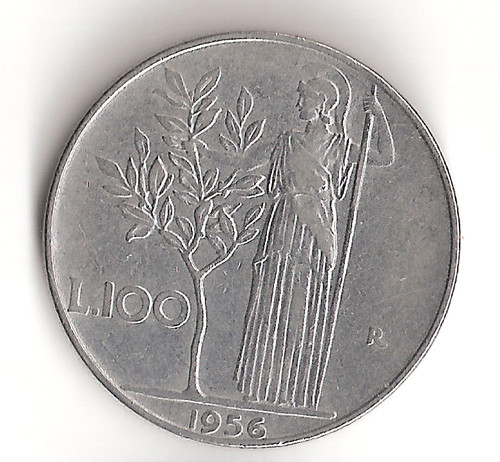 1956 italy 100 coin lire - l.100,